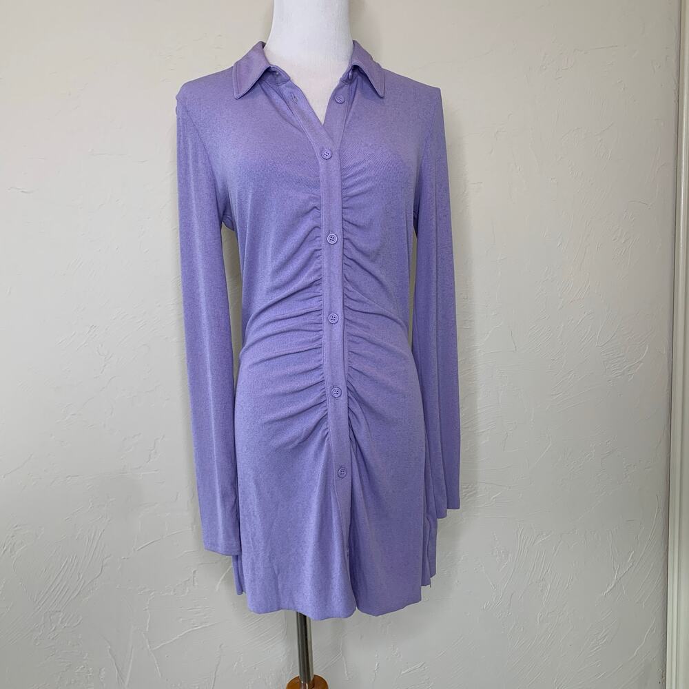 Divided Purple Front Button Shirt Dress Sz Medium